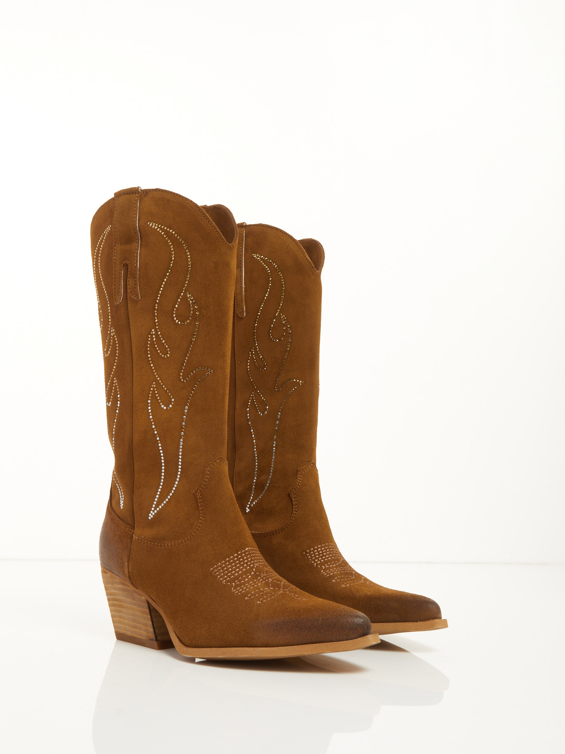 Suede Cowboy Boots With Rhinestones F0545554-0528 A Prezzi Outlet